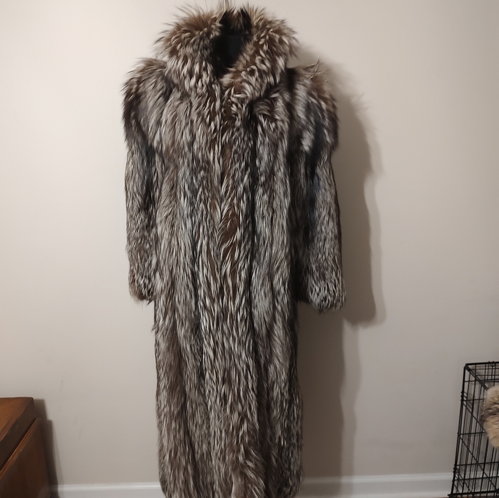 Vintage silver fox fur coat